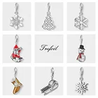 Подвеска в виде рождественской елки, Санта Клауса, зернистой подвески, модные женские Украшения, серебро 925 пробы, подарок, подходит для браслета, ожерелья