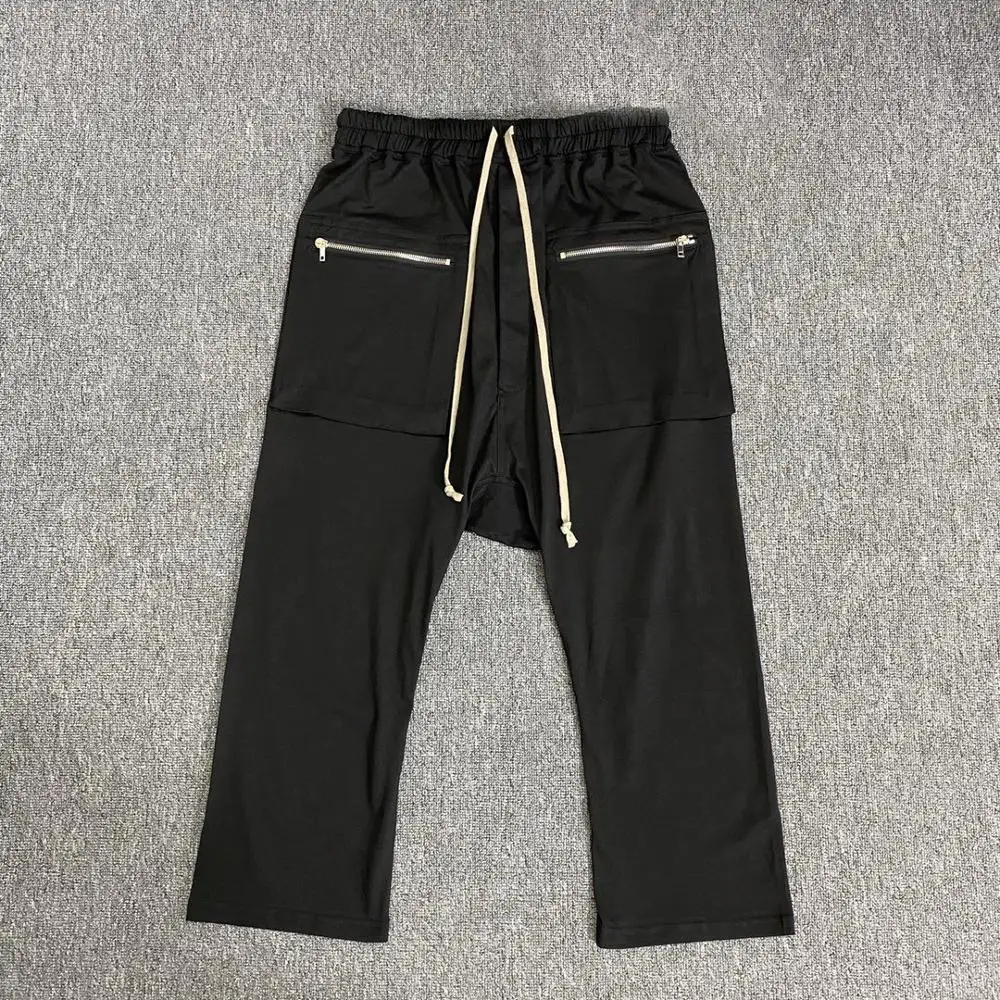 

Мужские повседневные брюки 20ss Owen Seak, готические мужские шаровары, Летние Женские однотонные уличные свободные черные брюки, размер XL