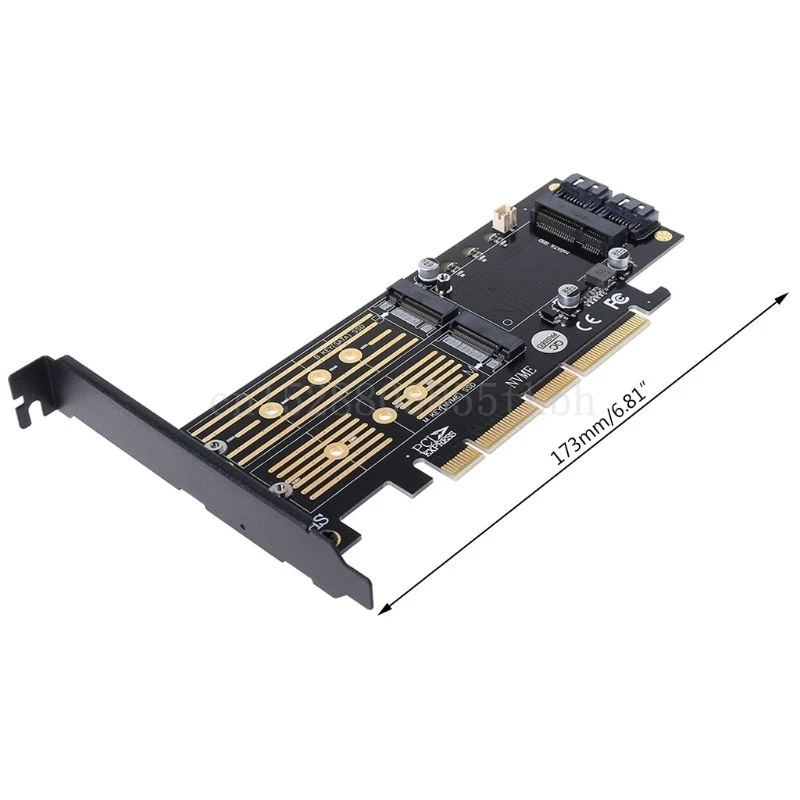 Адаптер PCI-E 3 0 X16 к M.2 SSD PCIE M2 Raiser M Key B mSATA 2 x 7Pin SATA порт NVME AHCI в 1 переходная карта |