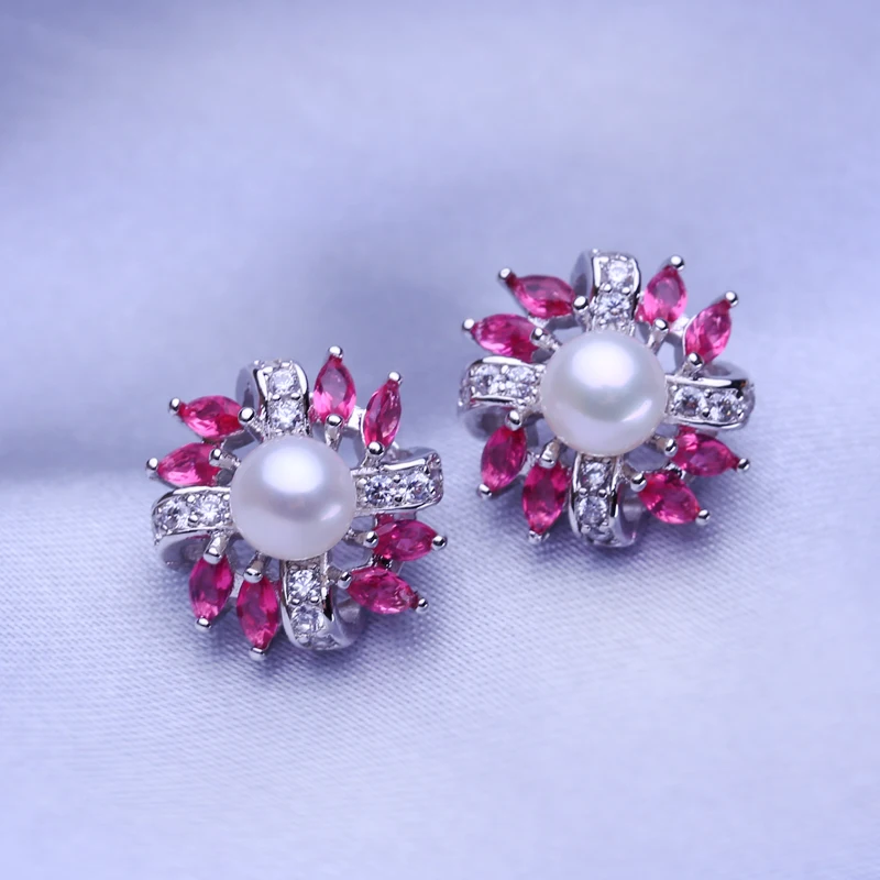 Женский ювелирный комплект из серебра 925 пробы с натуральным жемчугом - купить по