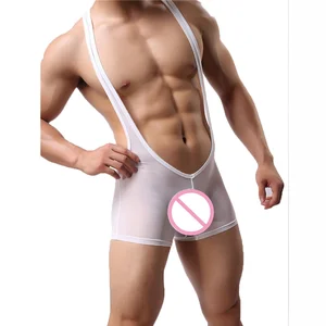 Комбинезоны для геев, ультратонкие сексуальные прозрачные комбинезоны с мешочком для пениса, шорты из ледяного шелка, мужское нижнее белье, шорты, популярный эротический комбинезон