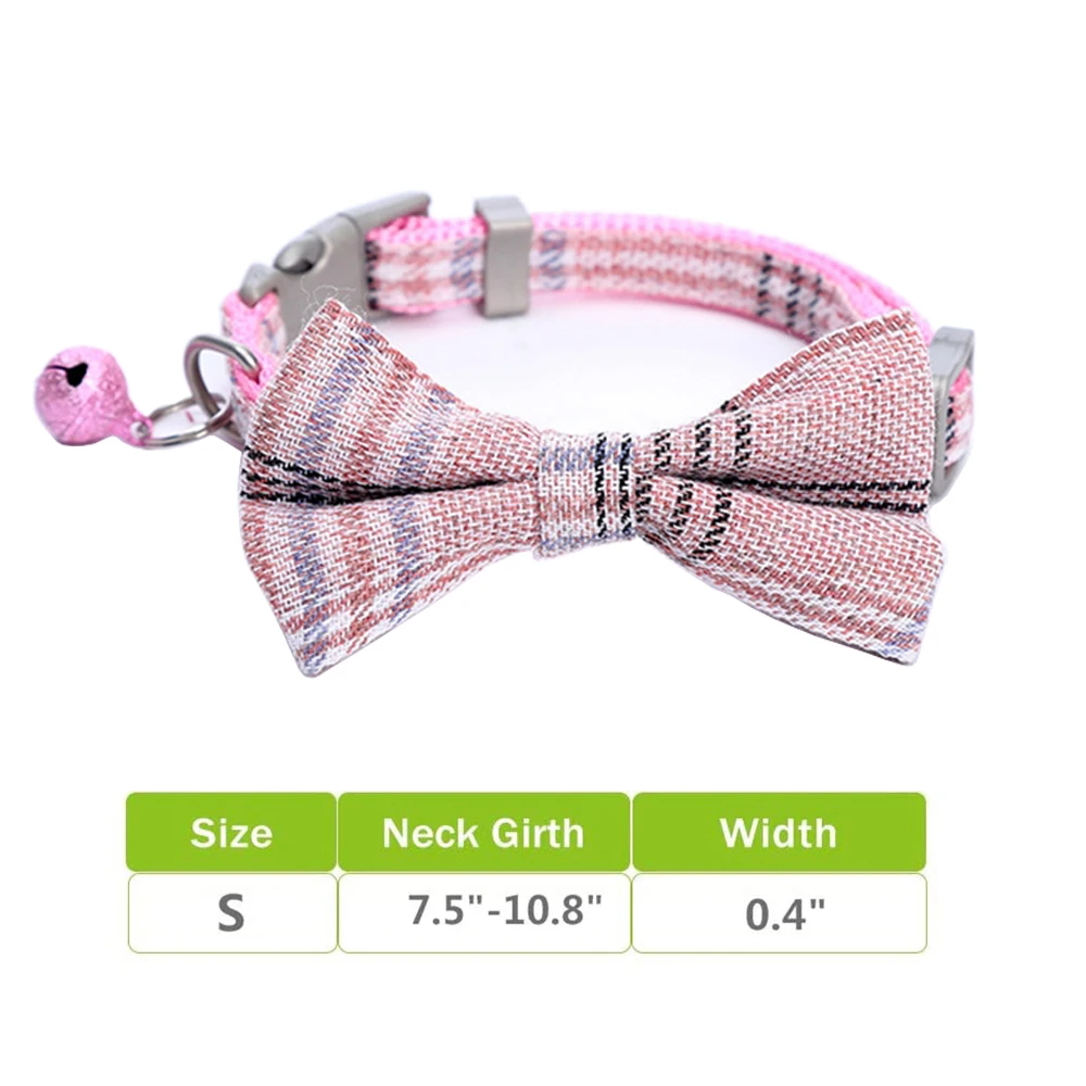 Ошейник для кошек с колокольчиком и бабочкой классический клетчатый узор