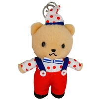 cute bear backpack pendant ornament in pink dress blue pants with pants