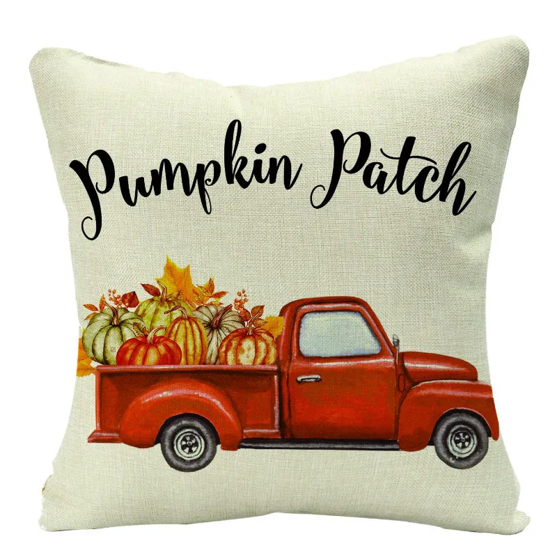 

Fall Autumn Love Print Cushion Cover Home Decor Thanksgiving Day Plush Pillow Cover Maple leaf Pattern Pillowcases