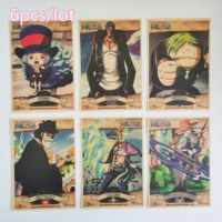 6pcslot one piece anime poster anime characters cardboard vintage teen room wall decoration stickers paintings for living room