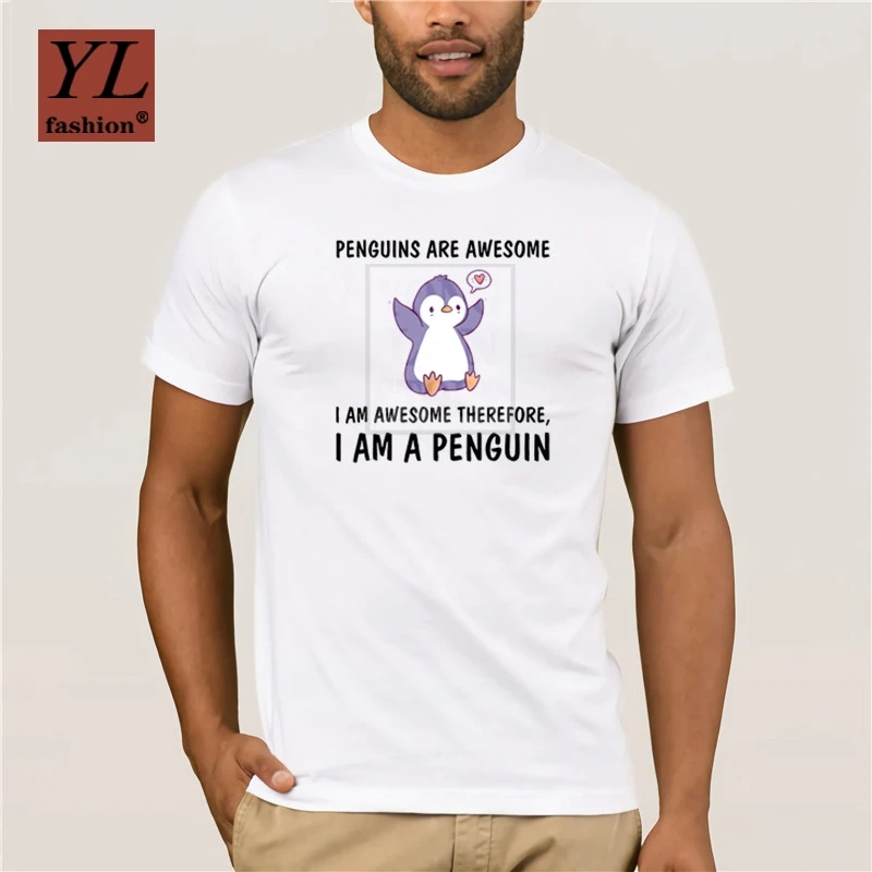 

Penguins Are Awesome I Am Awesome T Shirt 2020 Summer fashion printed men's T-shirt 100% cotton