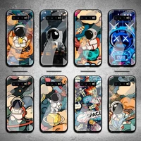 star astronaut cute phone case tempered glass for samsung s20 plus s7 s8 s9 s10 note 8 9 10 plus