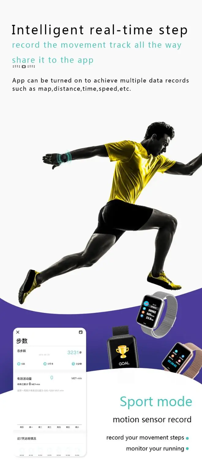 Новые смарт часы Модные Смарт браслет с монитором сердечного ритма кровяное