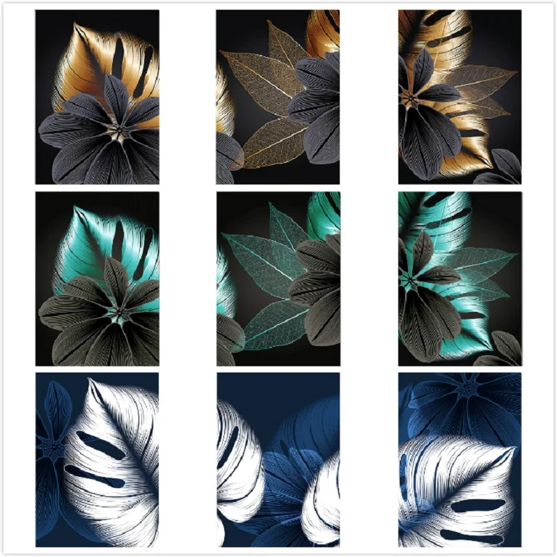 

Blue White Plant Leaf Picture 5D DIY Diamond Painting Square/Round Full Drill Mosaic Cross Stitch Kit Artist Home Decoration