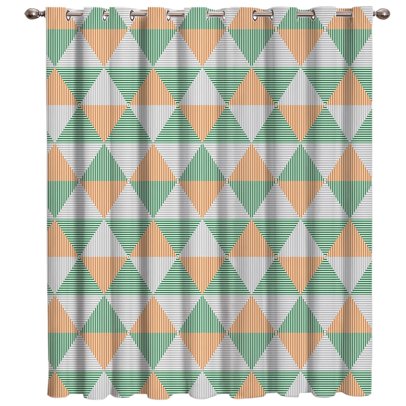 Геометрические зеленые-оранжевые треугольные мозаичные узоры для ванной