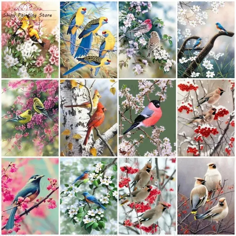 

DIY Diamond Painting Bird Flower Tree Cross Stitch Kit Picture Of Rhinestones Diamond Embroidery Animals Mosaic Home Decoration