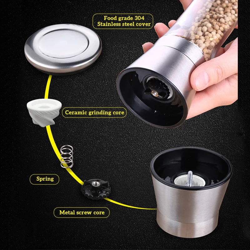 Pepper Grinder 2 in 1 Stainless Steel Manual Salt and Mill Spice Shakers Kitchen Tools Accessories for Cooking | Дом и сад