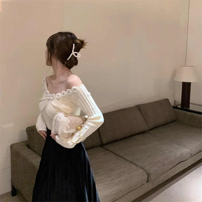 

2021 New Summer Fashion Casual Women Pullover Female V-Neck Long Sleeve Flowers Slim Knitting Top Ladies Y701