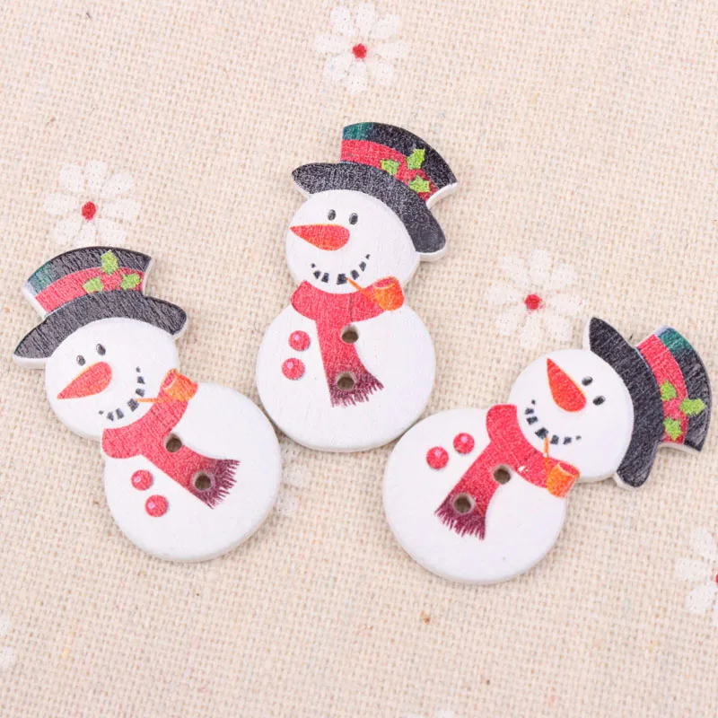 

50pcs 2 Holes Snowman Wooden buttons Artesanato Sewing Handmade DIY Scrapbooking Crafts Accessories18x23mm