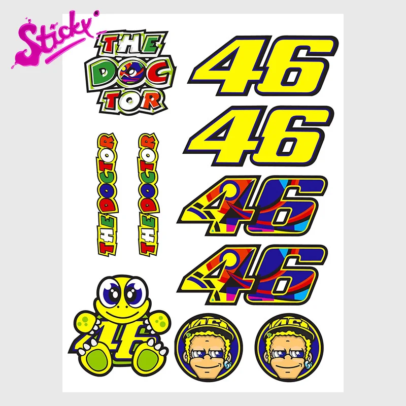 

STICKY The Doctor HRC Reflective Motocross Motorcycle Stickers Helmet Decals Badge Brand Car Sticker Decal Waterproof Sunscreen
