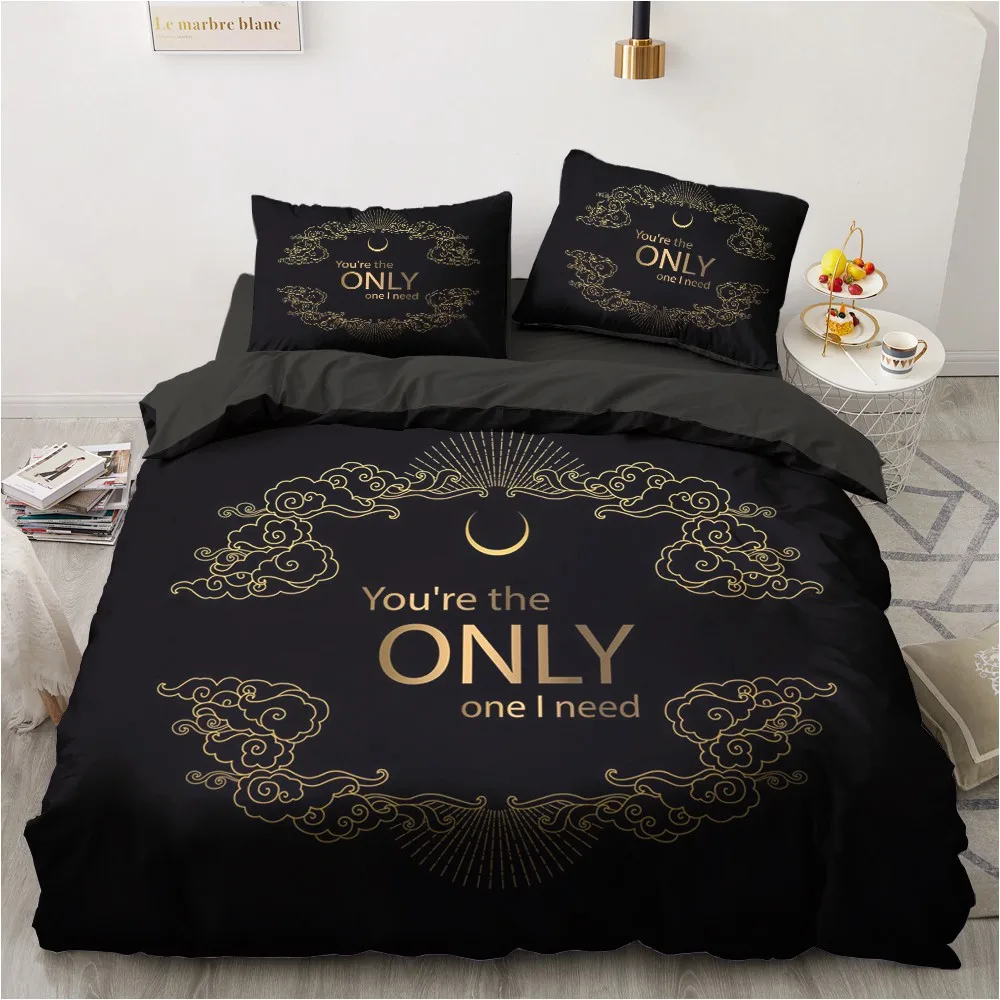 

Modern Comforther Covers 3D Custom Design Gold Flower Quilt Cover Sets Pillow Cover 200*230cm Full Twin King Size Gray Beddings