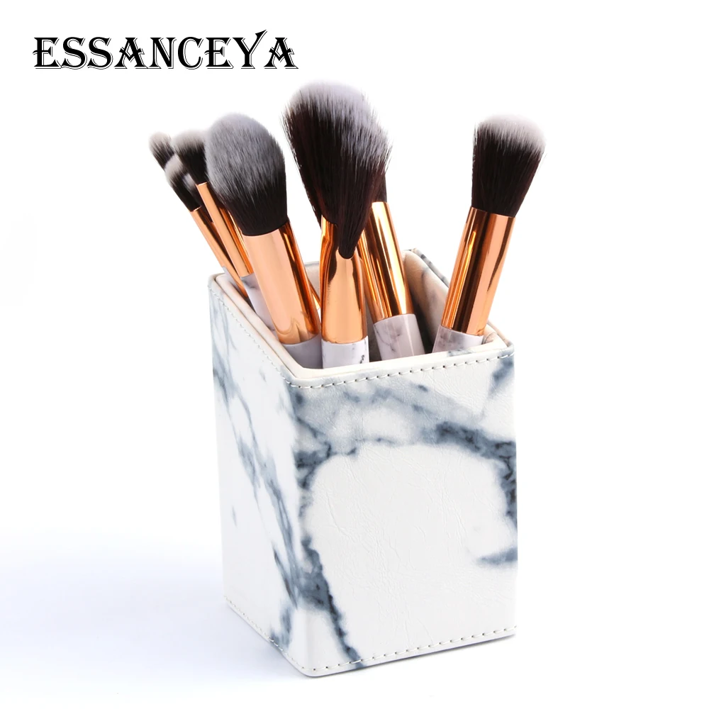 ESSANCEYA, профессиональные мраморные кисти для макияжа, футляр для макияжных кистей, набор, сумка, Красивый Мраморный макияж, инструменты, держатель, полиуретановый Органайзер