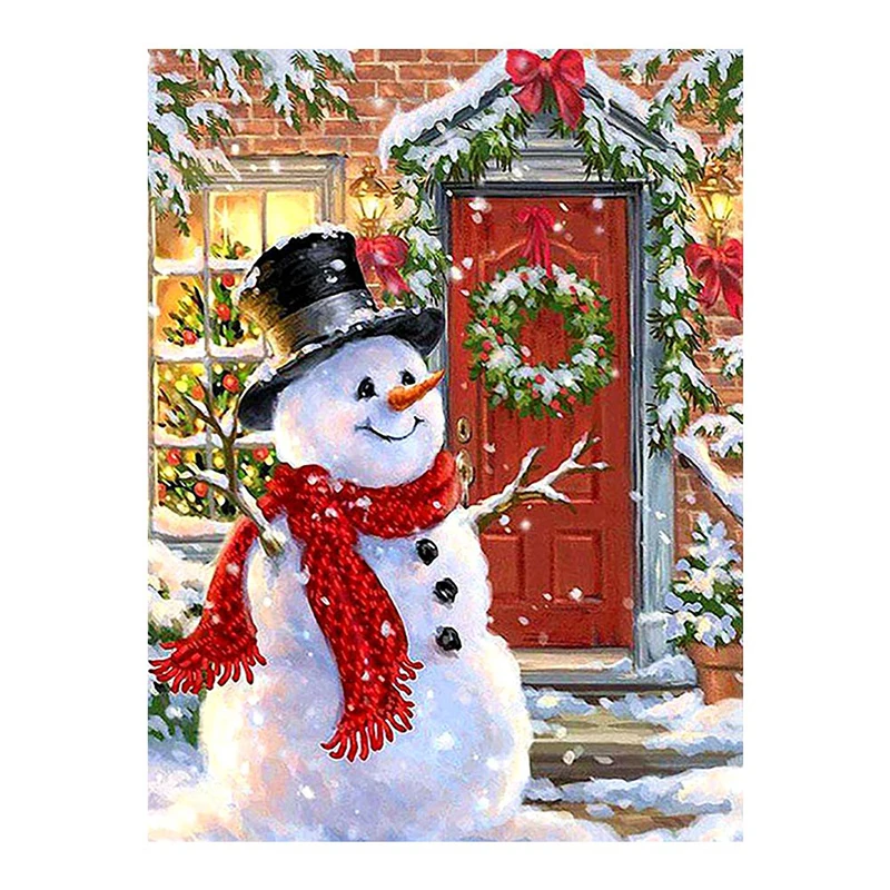 Алмазная картина сделай сам с мультяшным снеговиком полная мозаика
