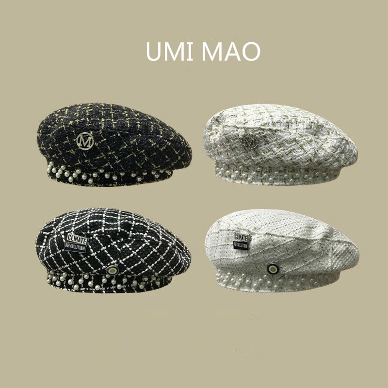 

UMI MAO Color Matching Knitted Fisherman Female Big Head Circumference Woolen Fashion Personality Niche Round Basin Hat