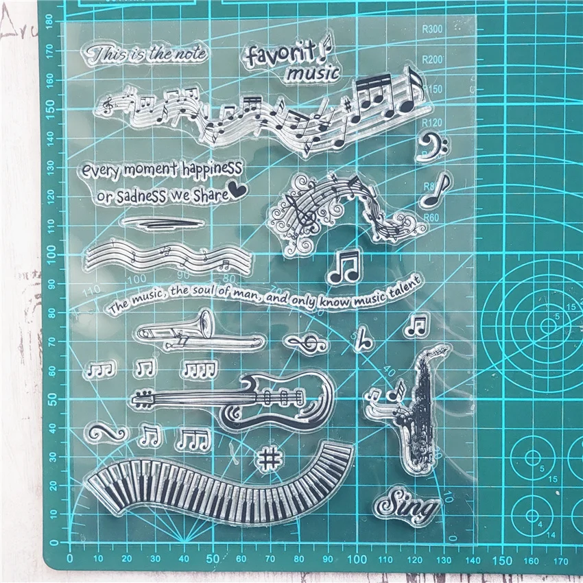 14x18 см с музыкальными нотами для фортепиано прозрачный печать прозрачные