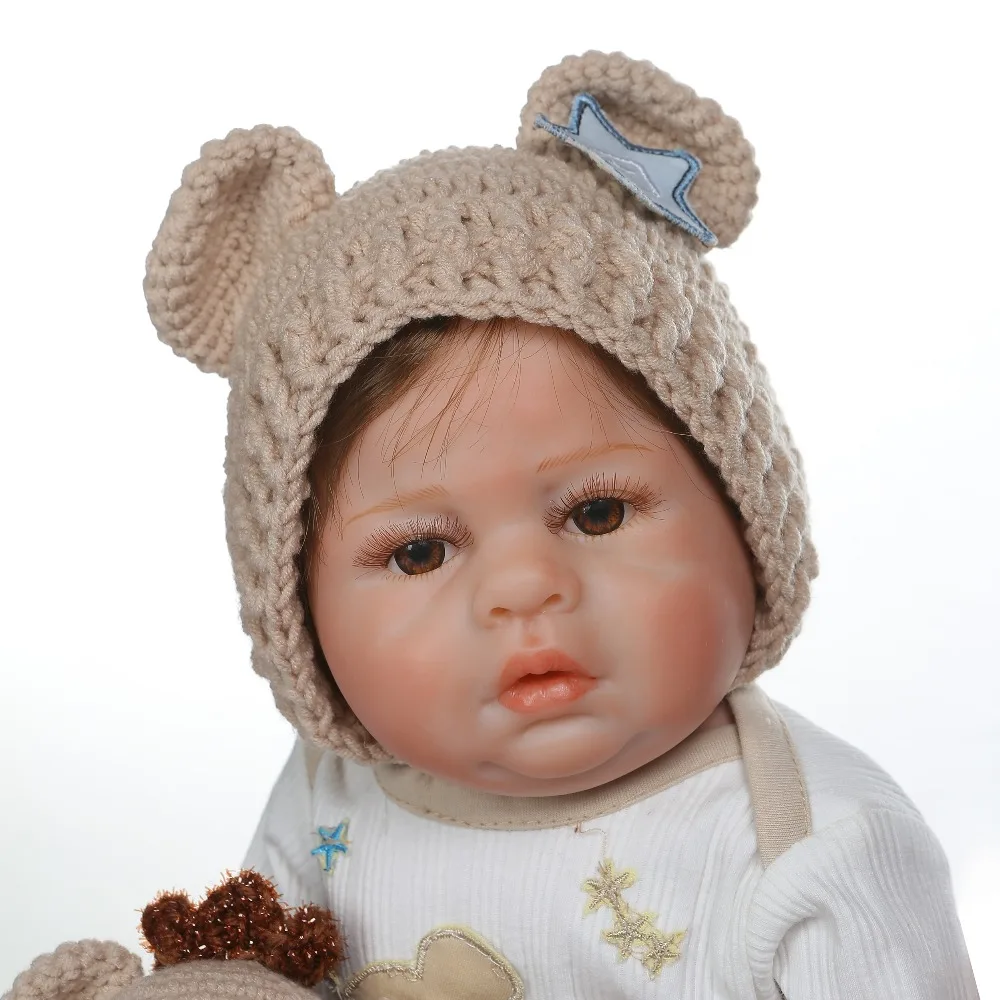 

NPK 48CM bebe doll reborn newborn baby twin baby boy and girl hand detailed painting pinky look full body silicone