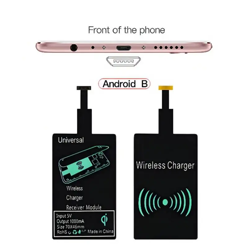Беспроводной зарядный приемник QI стандарт Micro USB A B Type-C подходит для iPhone6S/7 Apple Samsung