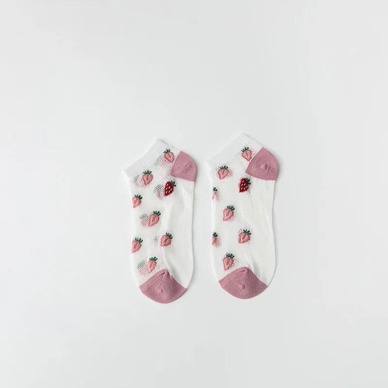 Свежие и милые розовые сетчатые женские короткие носки весенне-летние дышащие