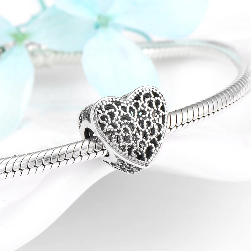 Женский браслет из серебра 925 пробы с ажурным сердцем | Украшения и аксессуары