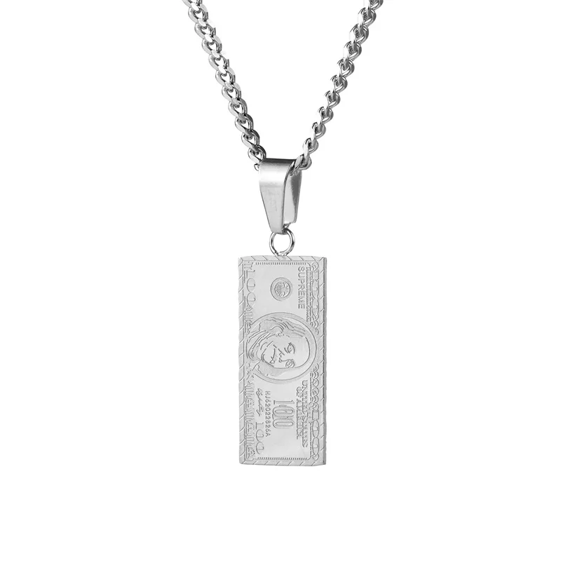 Silver Хип-хоп ожерелье с подвеской из нержавеющей стали - Окраска металла: Silver
