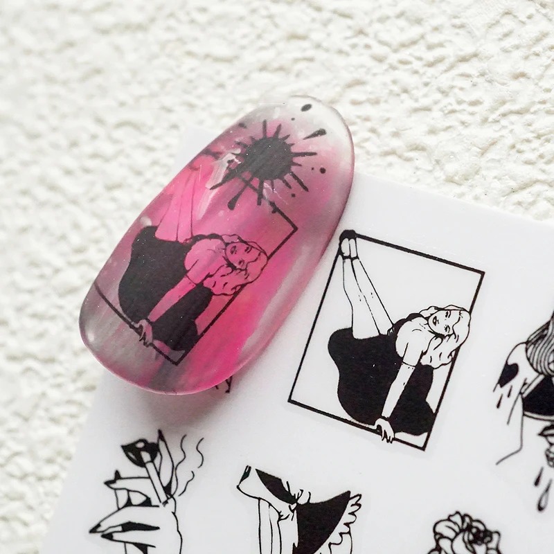 Черные стикеры для дизайна ногтей своими руками 2020 клейкие наклейки инструмент