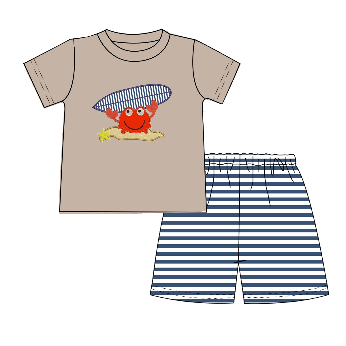 Летняя одежда темно-синий топ с коротким рукавом и шорты принтом сухих веток для