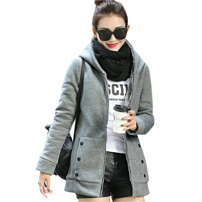 

Women Clothes 2020 Ladies Autumn Winter Soft Warm Crop Top Women Fleece Casual Zip-up Hooded Long Tops M L