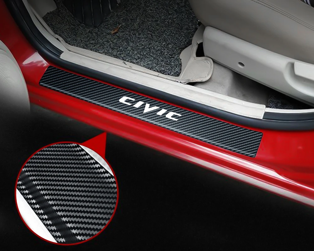 4 шт. наклейки для порога автомобиля Honda Civic защита виниловые защитные из