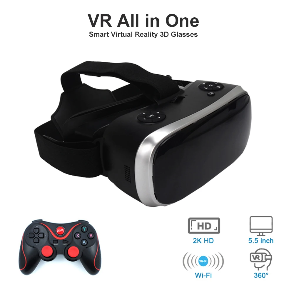 Все в одном очки виртуальной реальности 2K HD WIFI 3D умные интегрированная машина 3G 16G