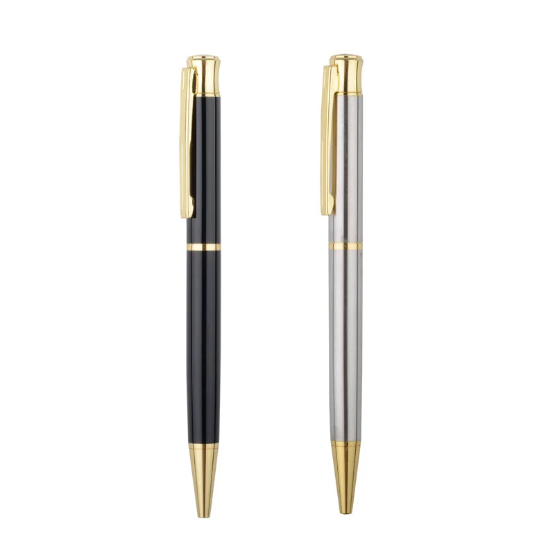 Роскошная металлическая шариковая ручка Серебряная Черная Подпись шариковые