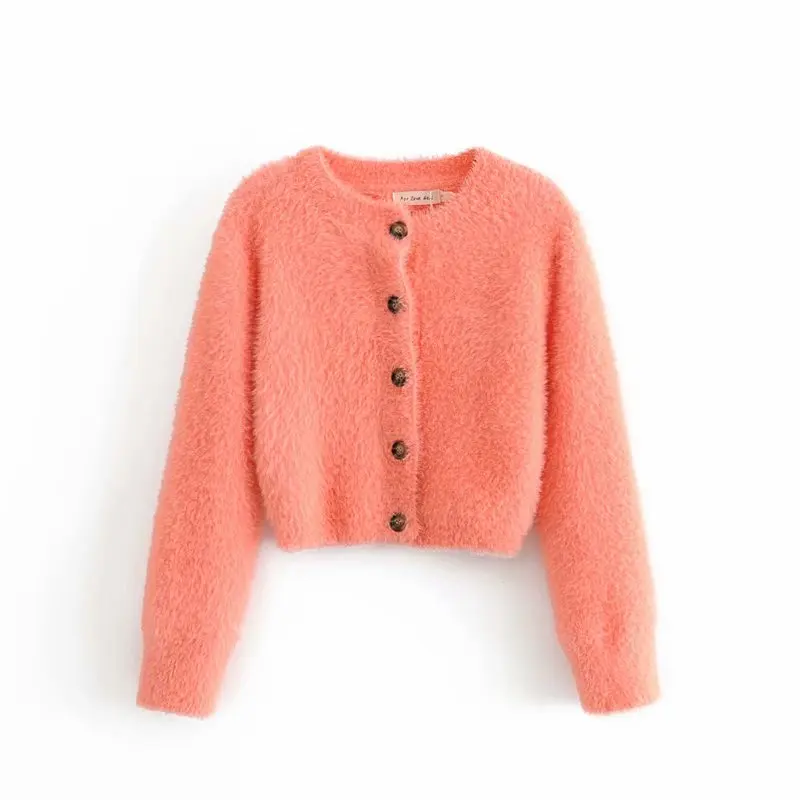 LD134 sweater 6093 Bazaleas, винтажный женский свитер, шикарный, розовый, мягкий, мохер, вязаный кардиган, милый, тянет, женская одежда, kardigan, Прямая поставка - Цвет: LD134 sweater 6093
