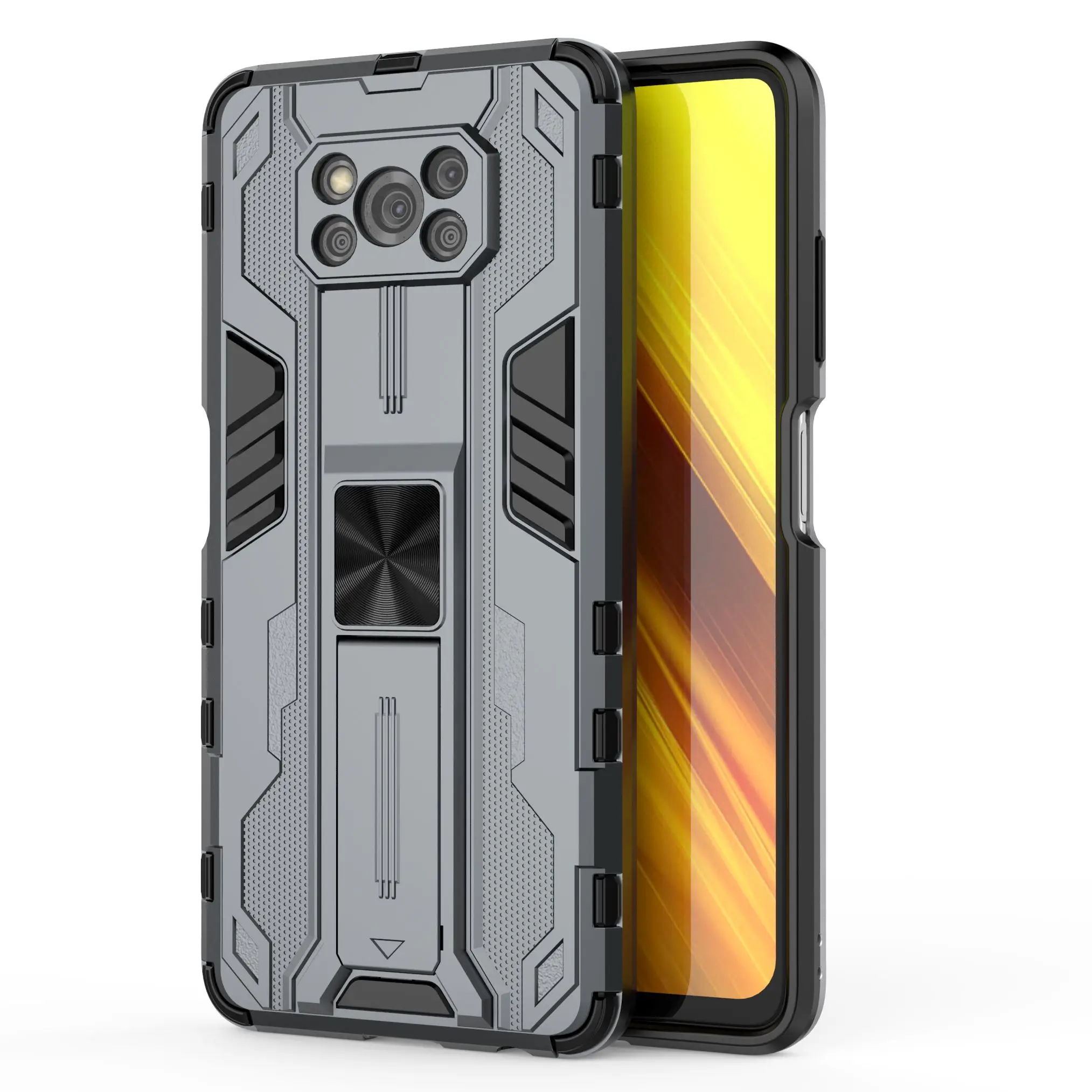 

Luxury Anti-fall Shockproof Armor Invisible Magnetic Bracket Phone Case For Xiaomi Poco X3 Pro NFC Heavy Protection Back Cover