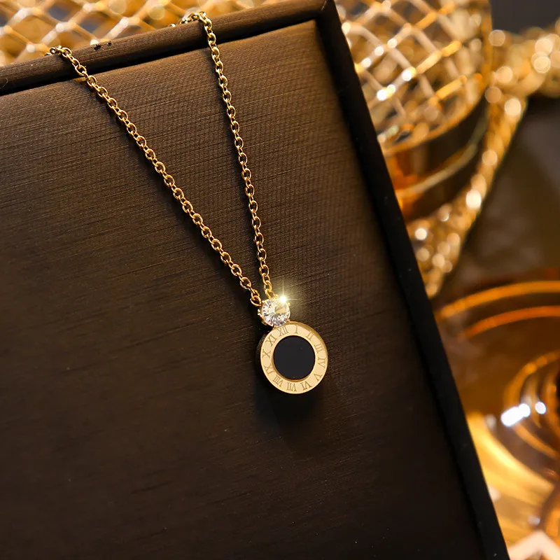 Классический жгут из нержавеющей стали с кулоном в римских цифрах, модное украшение для женщин, ювелирные изделия, прекрасный подарок.