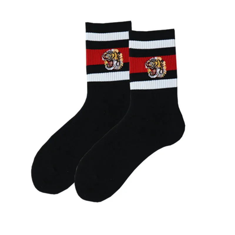 Женские носки с вышивкой в полоску тигра хлопковые вырезом лодочкой Harajuku унисекс