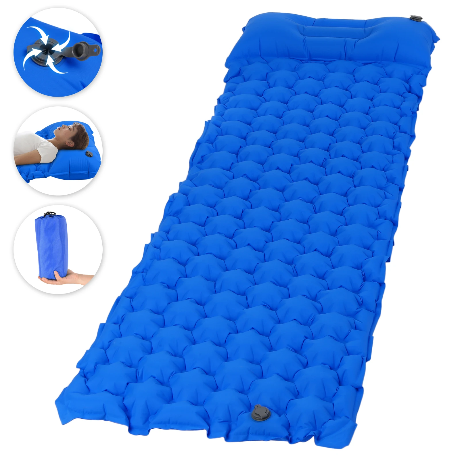 

Camping Pads Inflatable Camping Sleeping Pad Mat with Pillow for Backpacking Traveling Hiking Pad Inflatable Pad