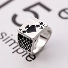 Мужское Винтажное кольцо в покерном стиле, черное кольцо серебряного цвета, модные ювелирные изделия, аксессуары