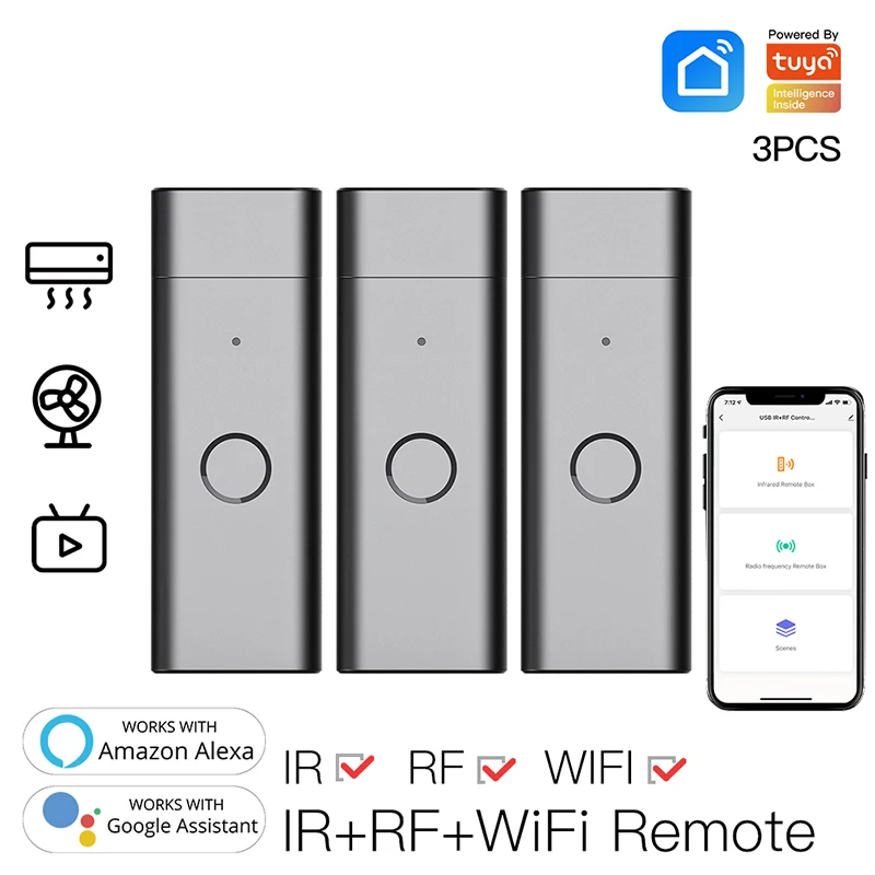 

Tuya Smart Infrared WiFi Remote Controller Wireless USB IR+RF 433 Controller for TV Fan Compatible With Alexa Google Home