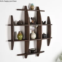 90*90cm/70*70cm Antique Crafts Display Holder Shelves Chinese Style  Wood Carving Display Stand Decoration Home Tea Tea Rack