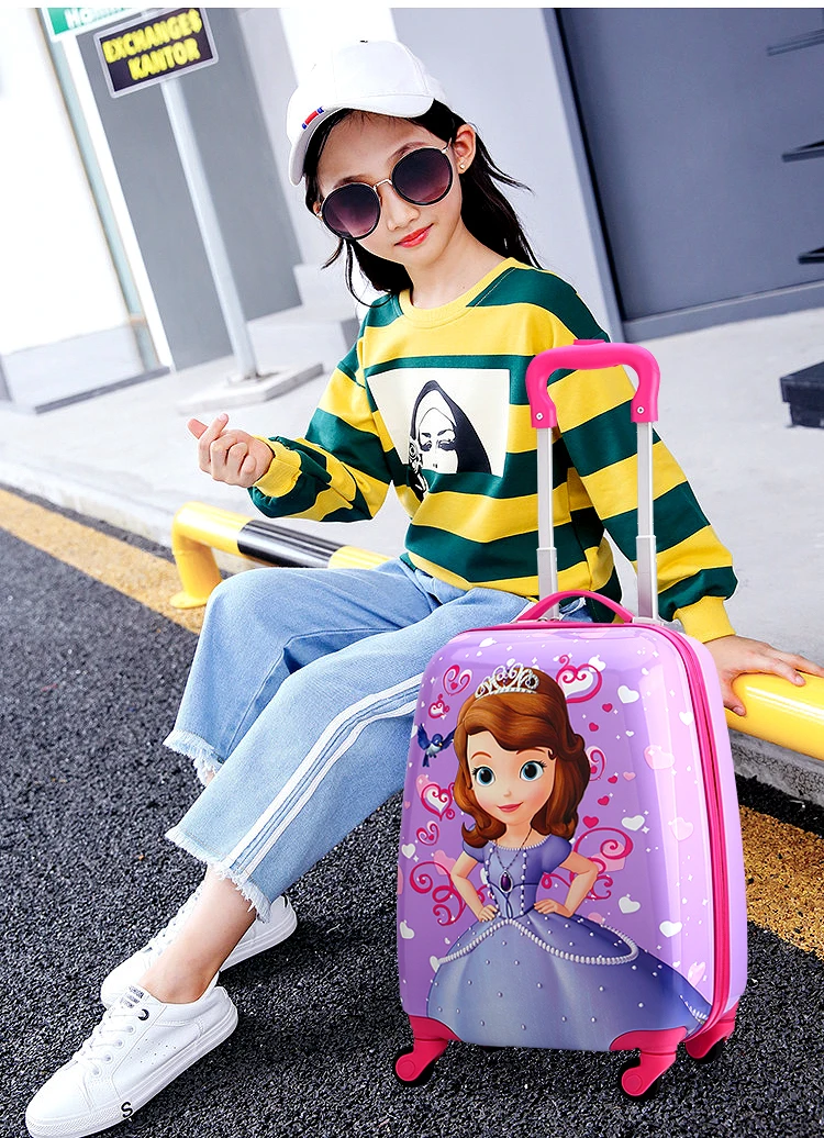 Children's Cartoon Suitcase Child Trolley Case Luggage Kids Schoolbags Travel Suitcase with Wheels 3D 18inch Case Kid's Toys Box