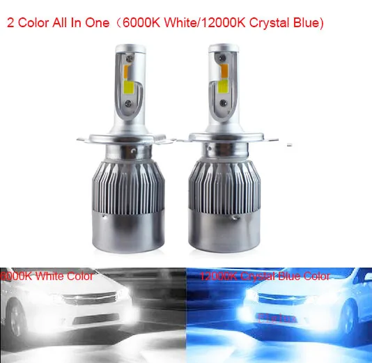 6000K 12000K 2Color 2 шт. автомобильная светодиодная головная Светильник лампы H4 H7 H11 72W фары для H8 HB4 H1 H3 HB3 авто автомобиль высокий низкий пучок 3000 К 6000K 12V светильник источник светильник - Испускаемый цвет: 6000K 12000K 2Color