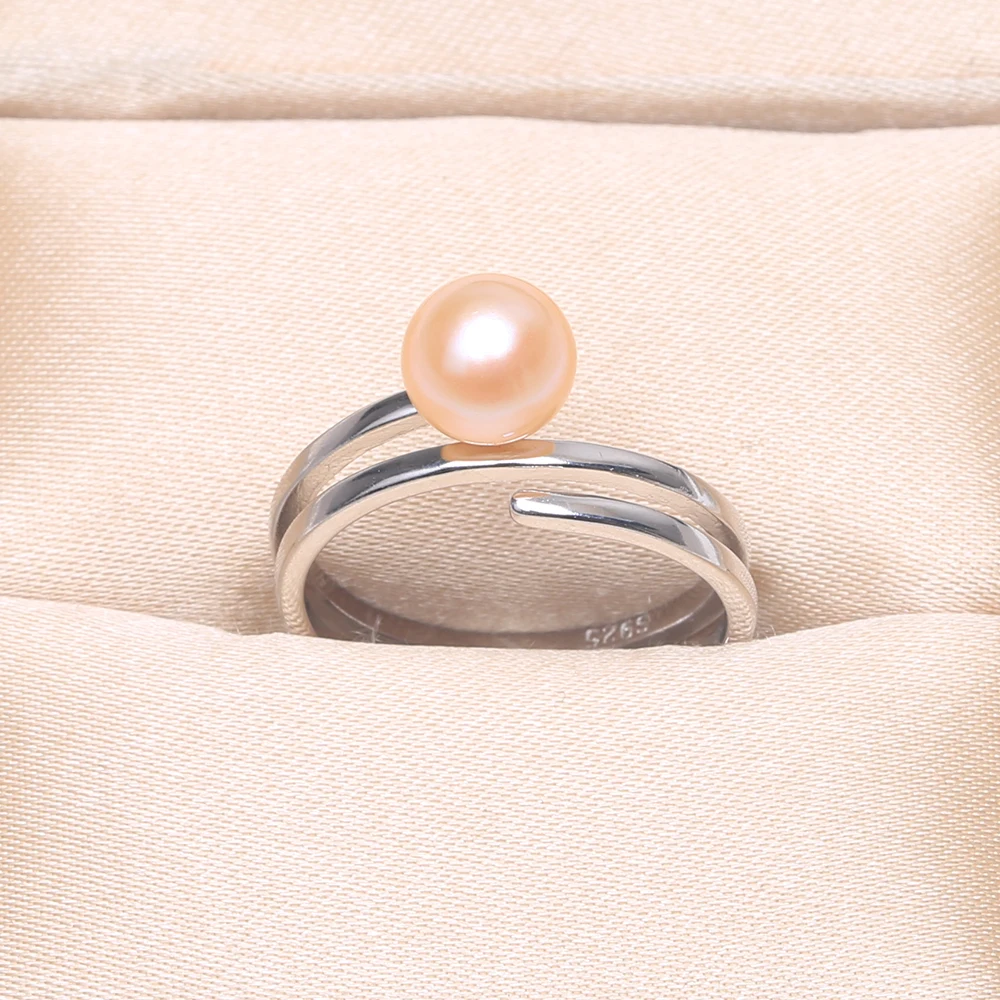 BaroqueOnly Natural Freshwater Pearl Rings white purple orange bule adjustable 925 Sterling Silver jewelry For Women RBD | Украшения и