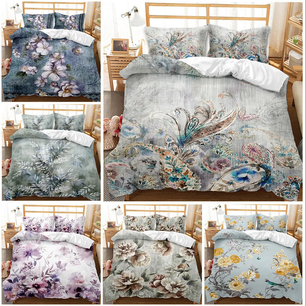 

European Style Fashion Pattern Printed Bed Cover Pillowcase Bedding Set Single Double King Queen King Multi-size Home Textile