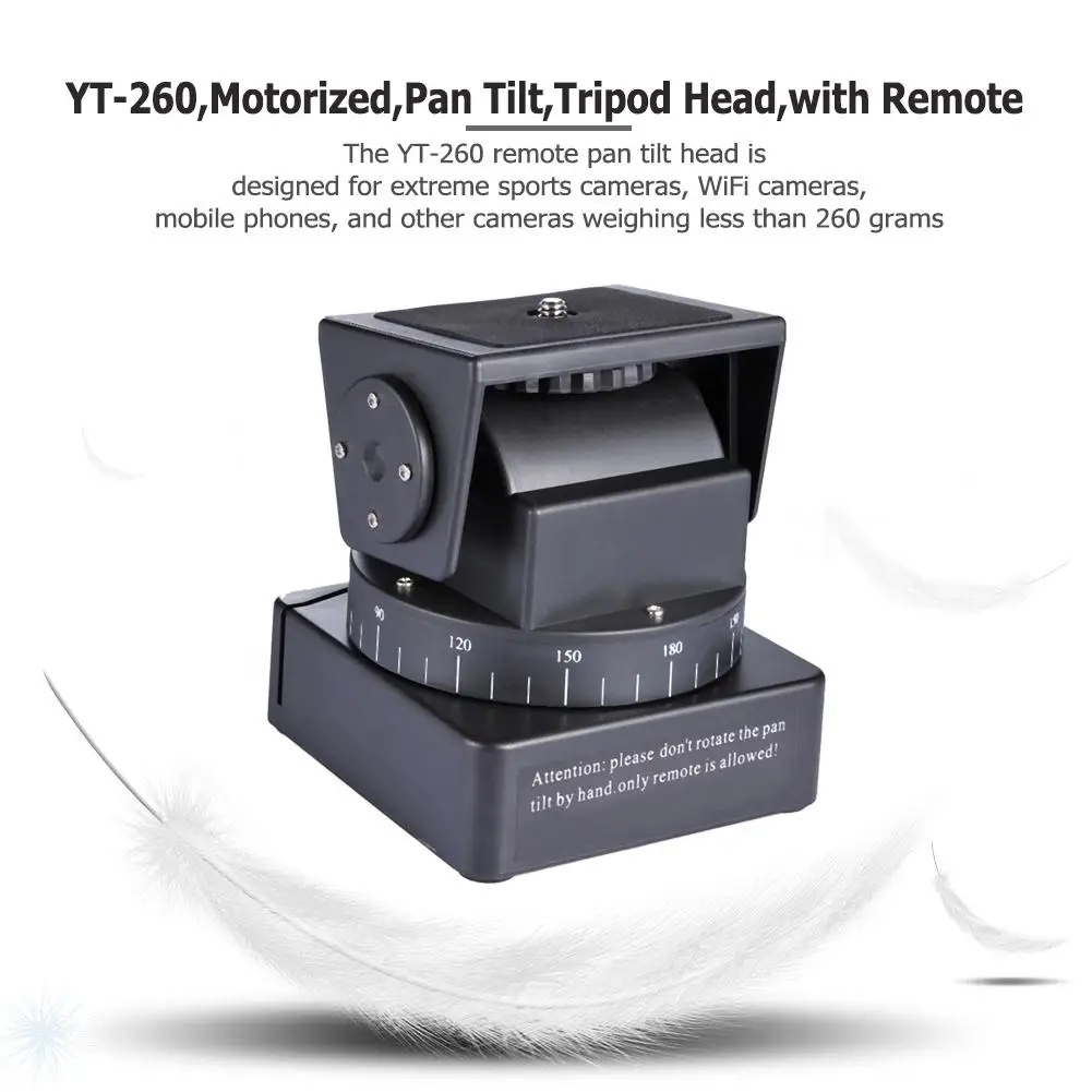 

YT-260 электрическая вращающаяся моторизованная головка штатива с панорамированием и наклоном с дистанционным управлением для камеры телефо...