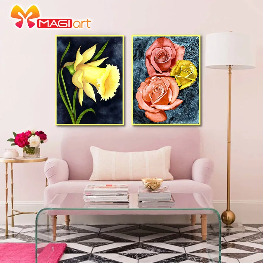 Cross stitch kits Embroidery needlework sets 11CT water soluble canvas patterns 14CT Flower painting flower petals-NCMF084 |