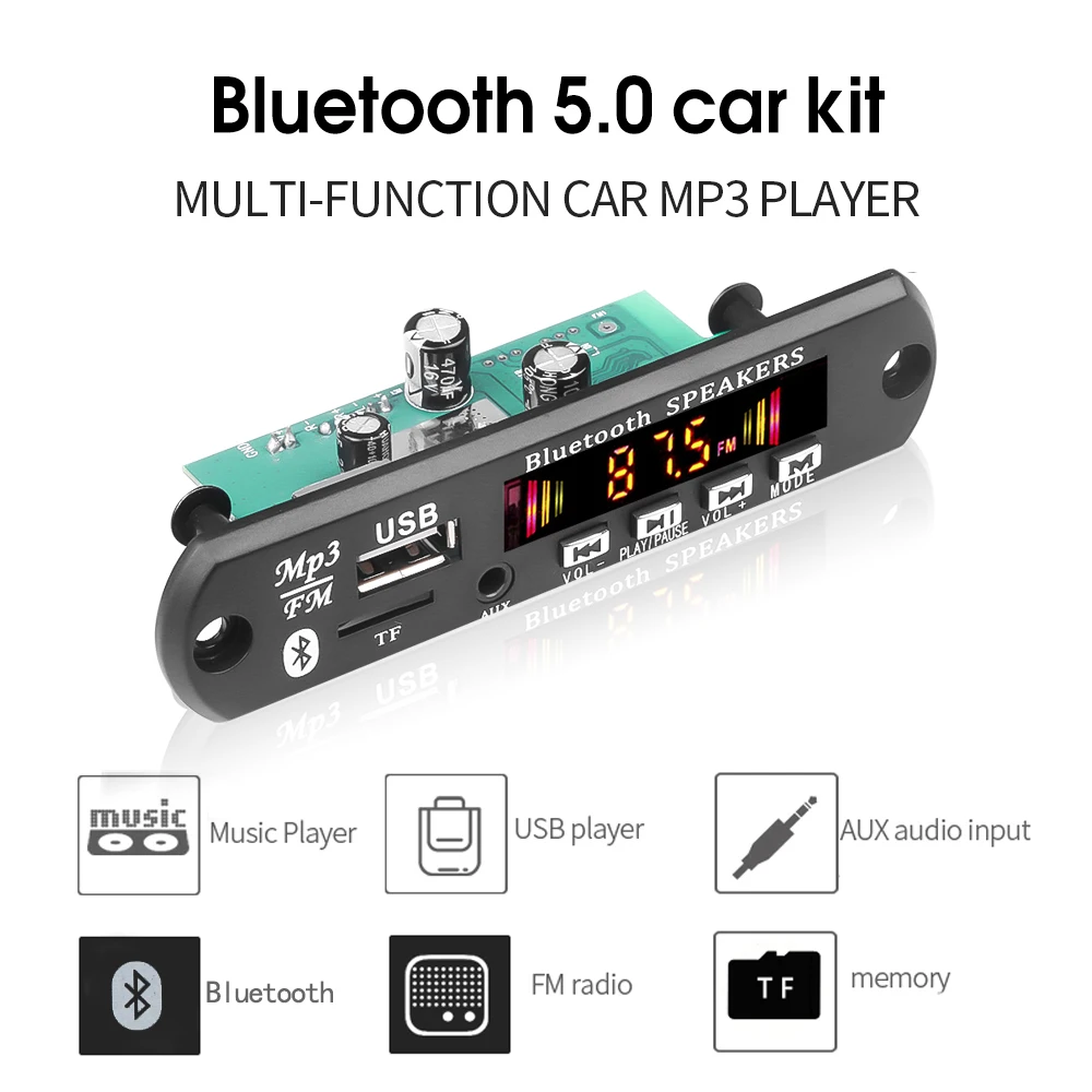 2*25 Вт стерео Bluetooth 5 0 MP3 плеер декодер плата 12 В 50 усилитель автомобильный FM радио